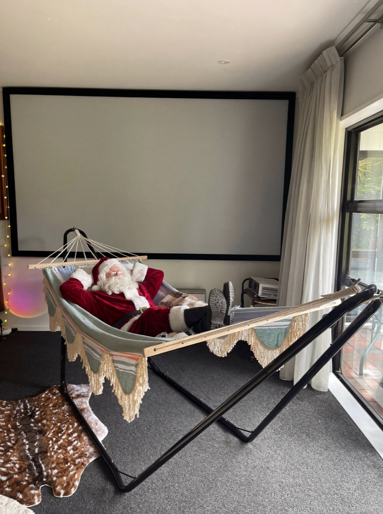 Santa relaxing on the hammock